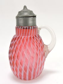 Cranberry opalescent reverse swirl