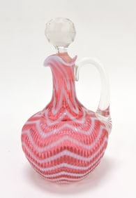 Cranberry opalescent herringbone