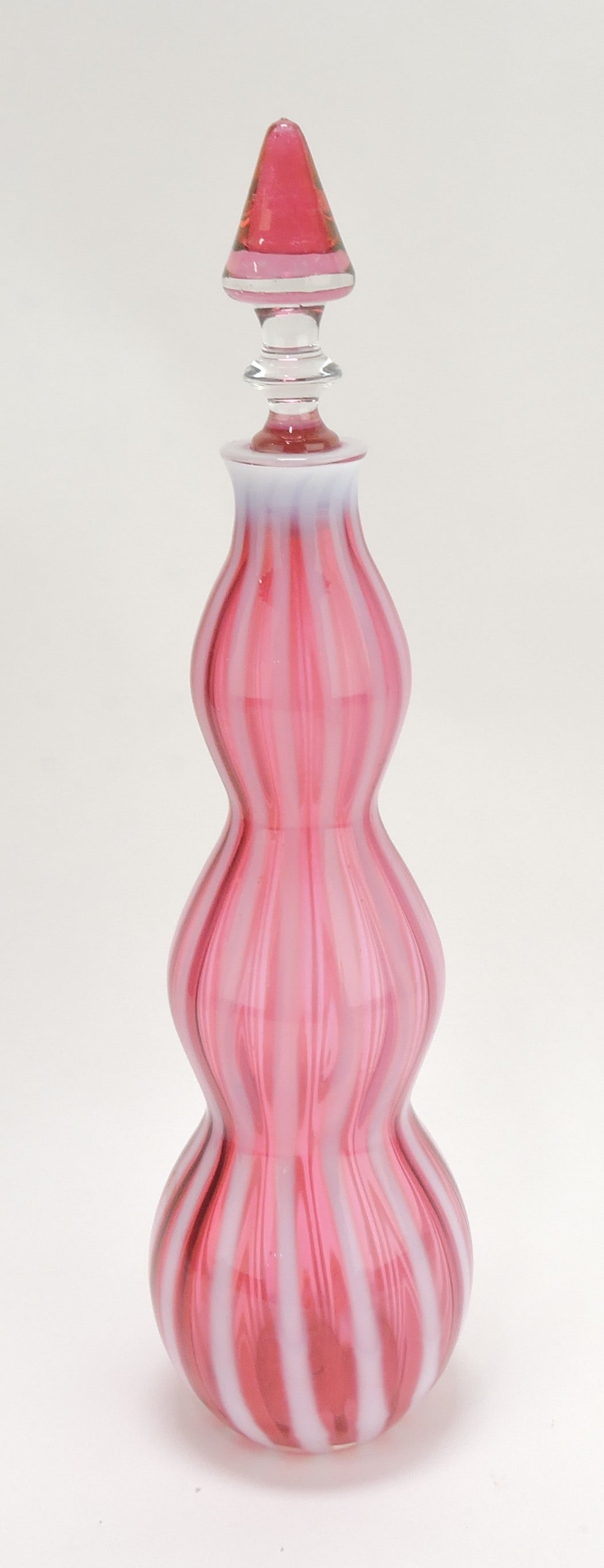 Fenton cranberry opalescent New: World decanter, 15 1/2"