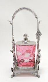 Cranberry floral enamel rectangular