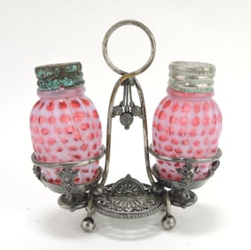 Cranberry opalescent windows swirled