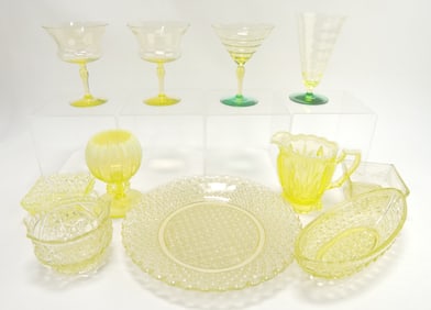 Vaseline glass uranium lot of 11 pcs,