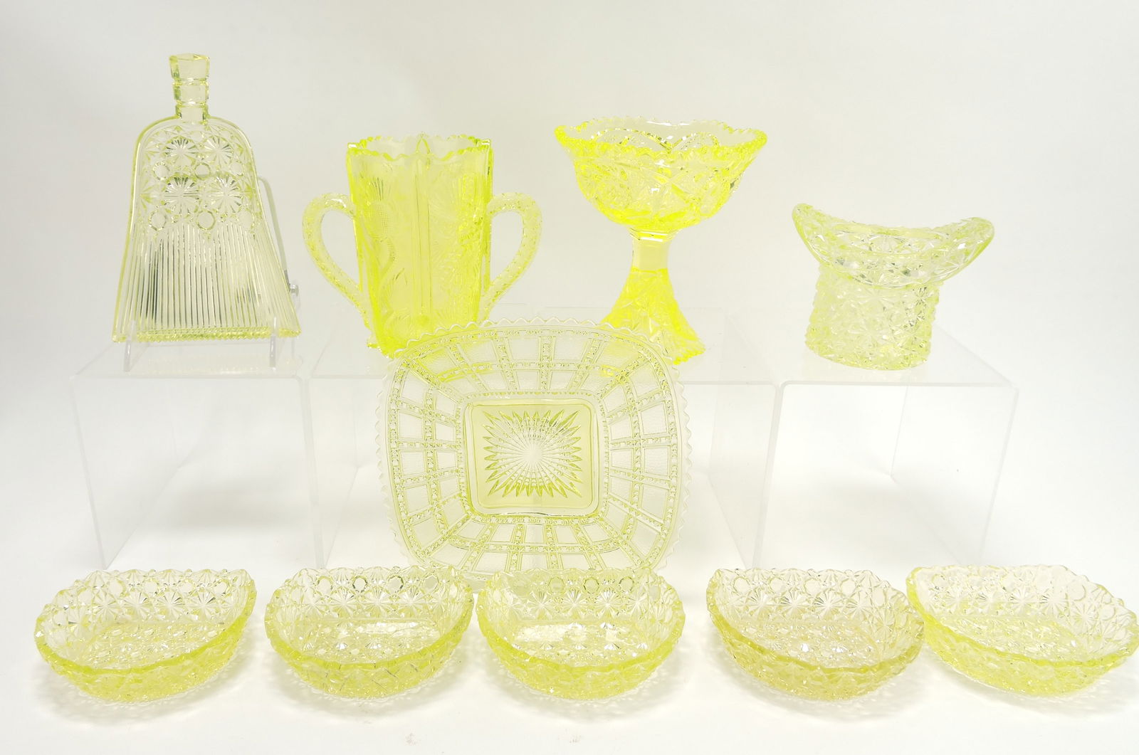 Vaseline uranium glass lot of 10 pcs, (1 of 1)