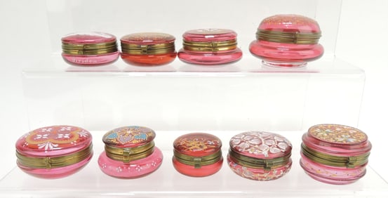 Moser cranberry enameled lot of