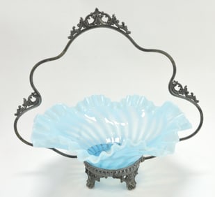 Blue opalescent swirl stripe bride's