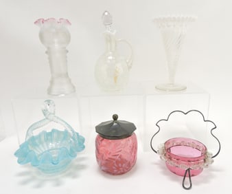 Lot of 6 glass items: