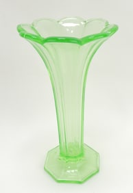 Uranium green glass trumpet vase,