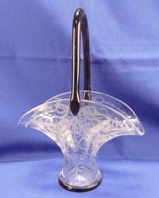 Cut glass basket with amethyst