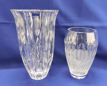 Waterford lot of 2 vases, 8" & 13"