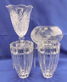 Mikasa lot of 4 crystal vases, 6" to 11"