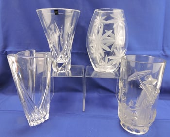 Lot of 4 crystal vases: