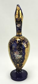 Moser cobalt ewer with heavy gold