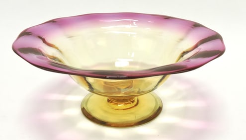 Libbey signed amberina pedestal