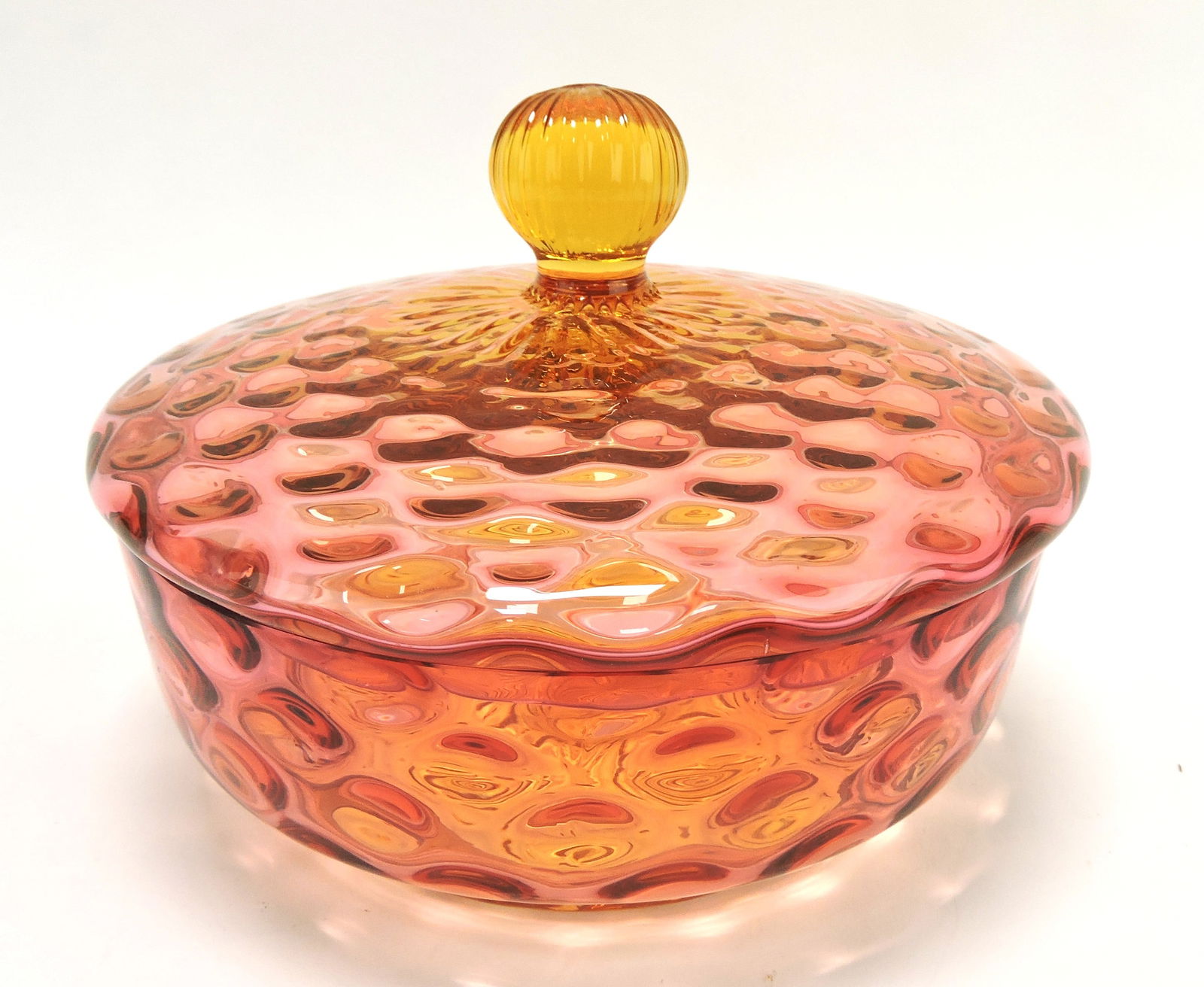 Amberina covered candy dish, (1 of 1)