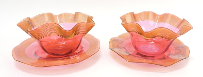 Amberina art glass lot of 2 finger