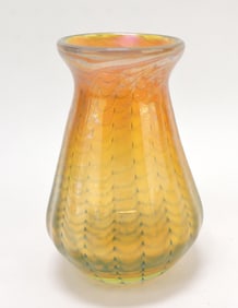 Gold art glass pull up vase,