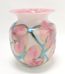 Lotton art glass vase, 7"