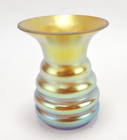 Tiffany Favrille gold ribbed vase,