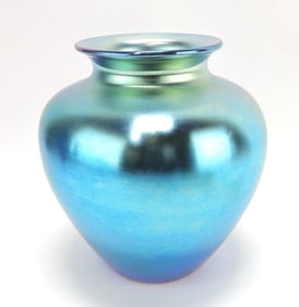 Steuben blue art glass vase, 8"
