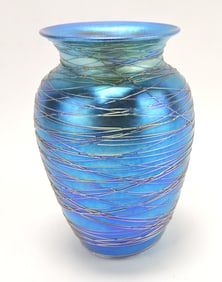 V. Durand blue iridescent threaded