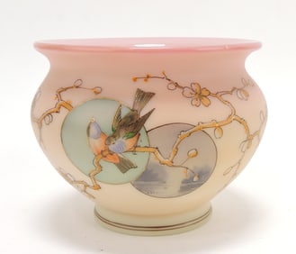Webb peachblow vase with birds