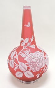 Webb cranberry cameo bottle vase