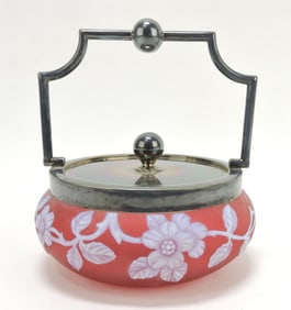 Webb cranberry cameo cracker jar,