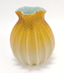 Honey amber satin twist pull up vase,