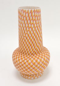 Rainbow satin glass twisted vase,