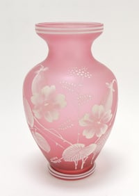 Thomas Webb cranberry cameo vase,