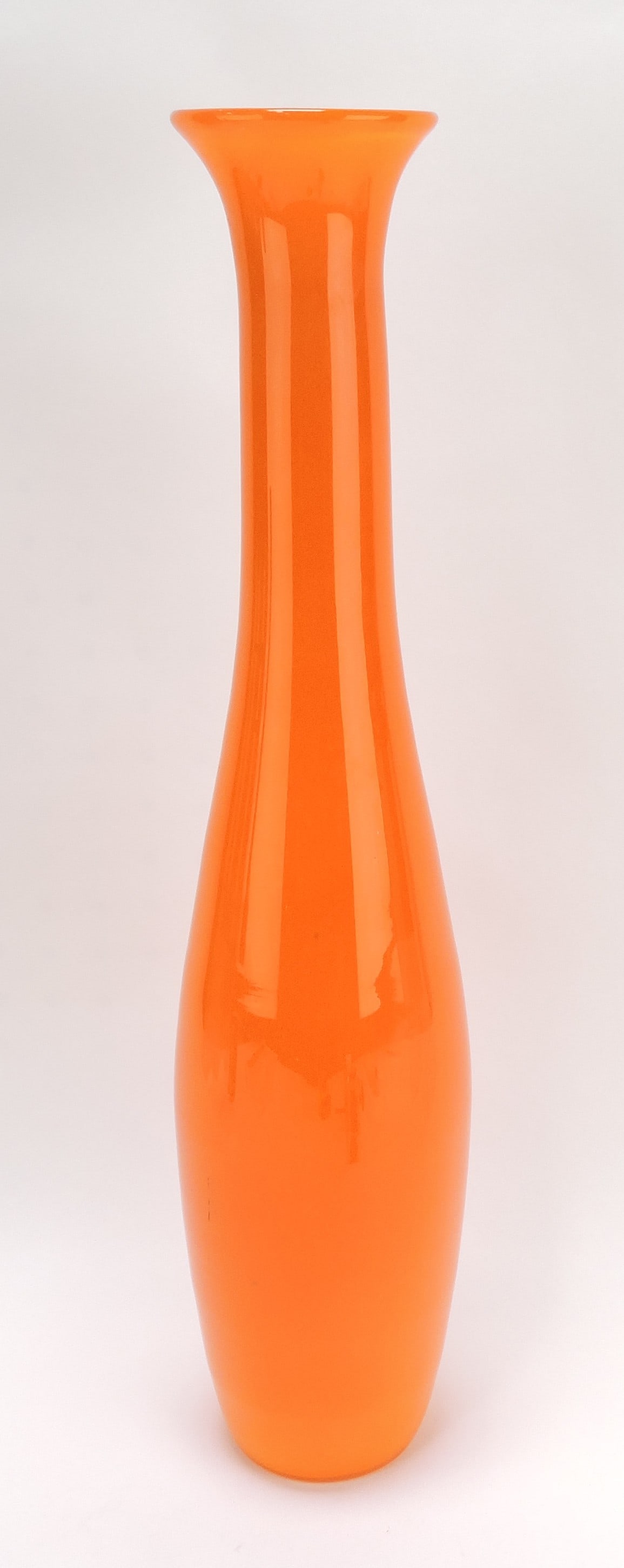 MCM tall orange vase, 21 1/2": .