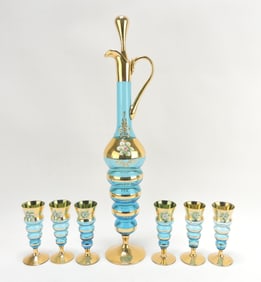 Bohemian blue 7 pc wine set