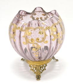 Moser amethyst rose bowl with gold