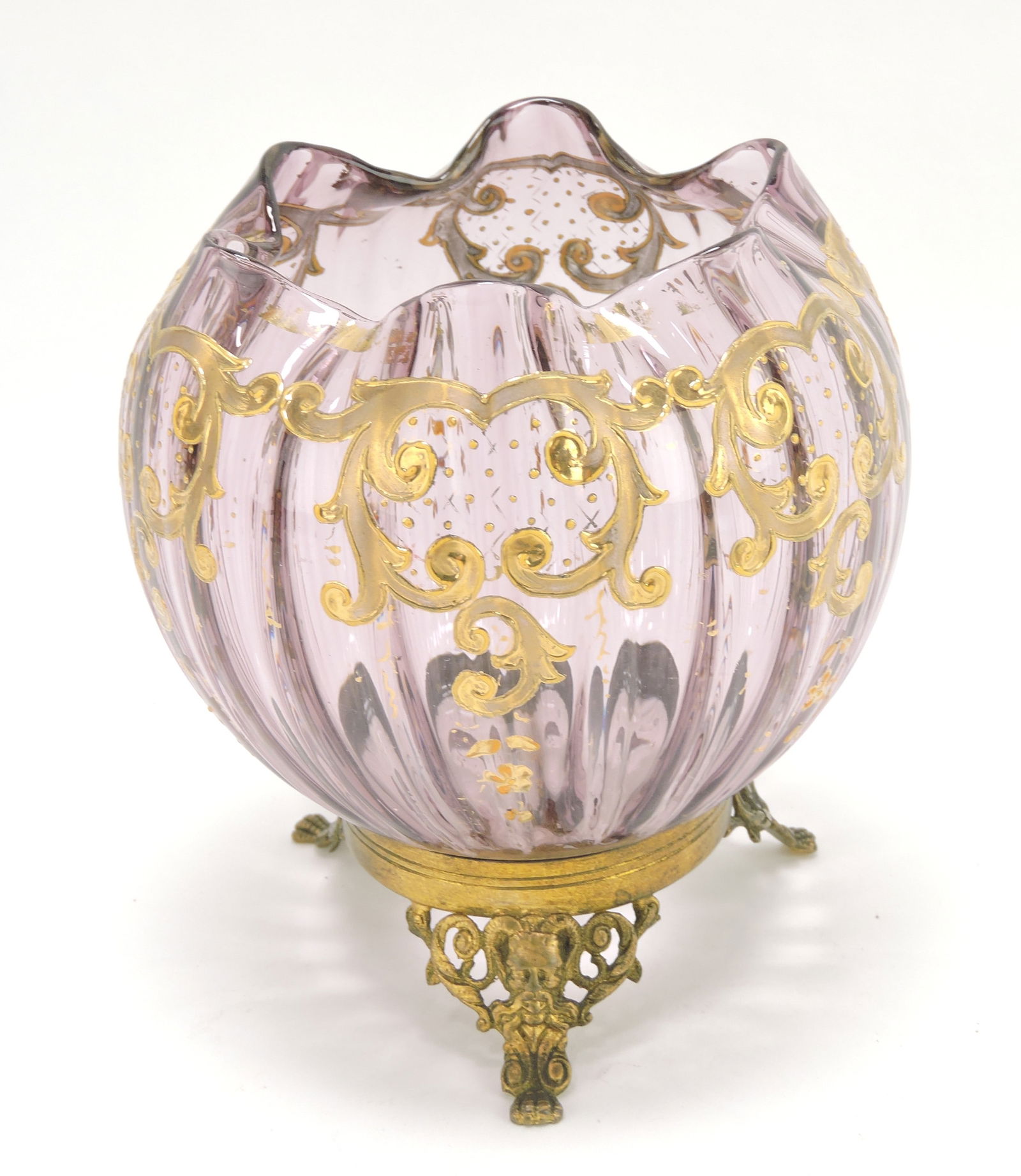 Moser amethyst rose bowl with gold (1 of 1)
