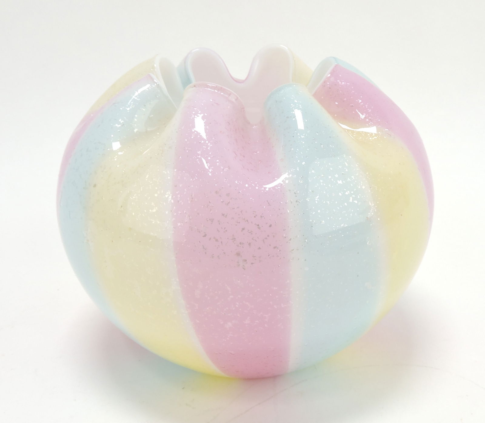 Spangle glass rainbow rose bowl, (1 of 1)