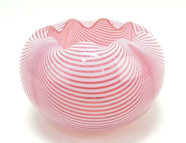 Cranberry Nailsea rose bowl, 3"