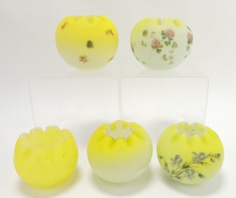 Canary yellow satin glass lot of