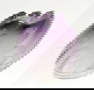 Moser amethyst Intaglio engraved: rose bowl, 2 1/2"