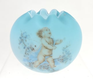 Mt. Washington blue satin glass rose