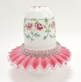 Fenton cranberry fairy lamp, 7"