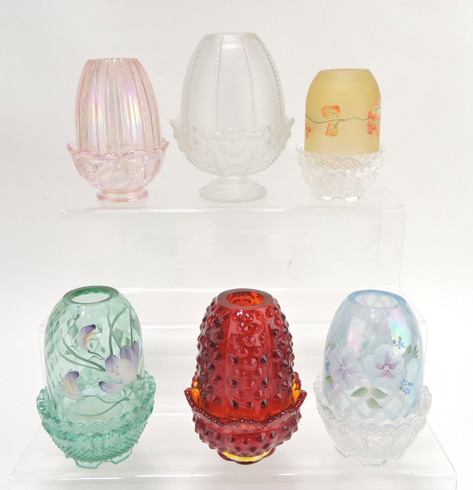 Fenton lot of 6 fairy lamps,: 4 1/2" to 6"