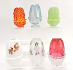 Fenton lot of 6 fairy lamps,