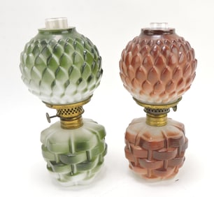 Milk glass lot of 2 'Pineapple in a