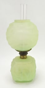 Green satin drape pattern miniature oil