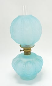 Blue satin beaded drape miniature