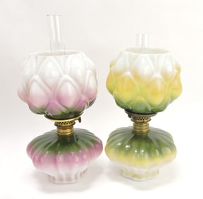 Milk glass lot of 2 artichoke miniature