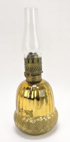 Gold acorn miniature oil lamp, 5",