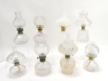 Lot of 8 clear and satin glass miniature