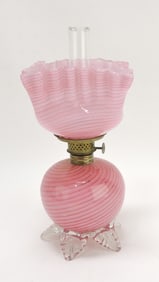 Pink swirl miniature oil lamp with