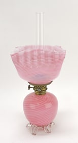 Pink swirl miniature oil lamp with